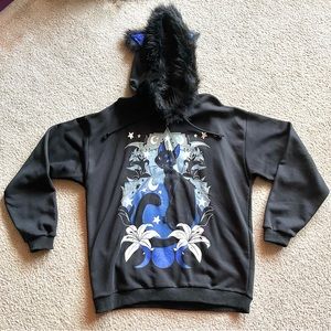 Grave Girls faux fur cat hooded sweatshirt